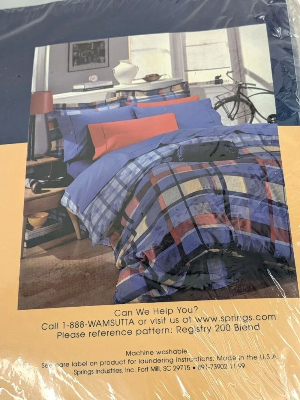 Vtg Registry Wamsutta Twin Sheet Set Plaid 200 Thread Count Coastal USA Sealed